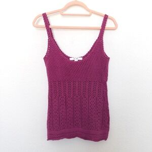 Y2K‎ Old Navy Womens Crochet Tank Top Size XS Pink Boho Festival Babydoll Summer